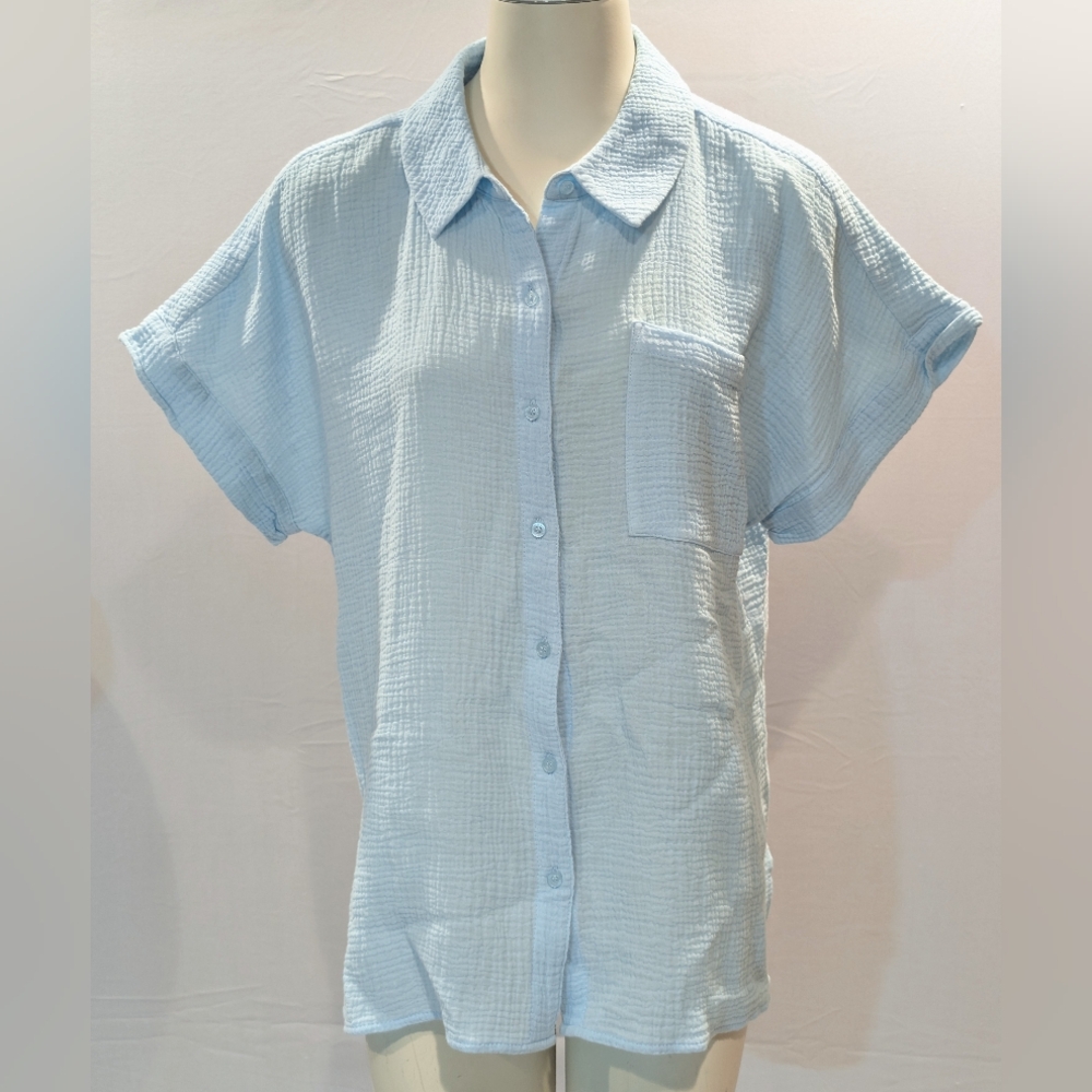 Calvin Klein Light Blue Short Sleeve Button-Up Shirt
